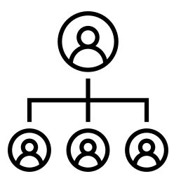 icon of an org chart with stick people heads in the circles