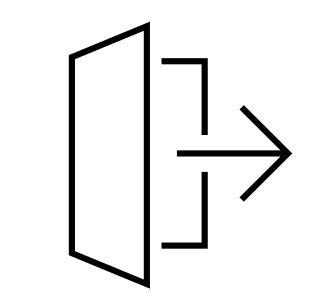 Icon of an open door with an arrow pointing out the door