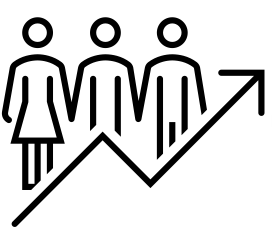 icon of a graph line with stick people on the line