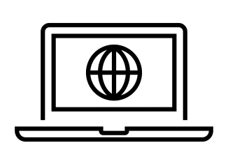 icon of a laptop with the world web image on the screen