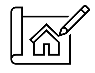 icon of a house plan being drawn